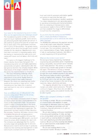 Interview of CEO Mr. Kuldeep Aggarwal in SEARCH magazine, January 2007 issue