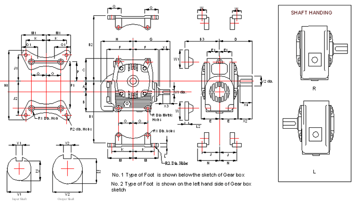 Adaptable Worm Gear Box-Dimensional Chart