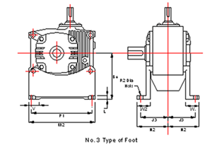 Adaptable Worm Gear Box-Dimensional Chart