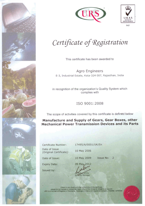 ISO 9001:2008 Certificate of Agro Engineers