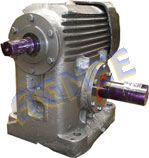 solid shafts, horizontal output and overdriven input shaft worm gearbox